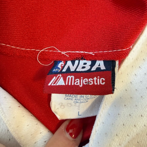 Vintage LA Clippers NBA Majestic Baseball Jersey Size L Red/White/Blue - Picture 4 of 12